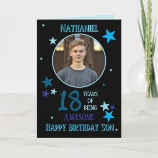 Carte d'anniversaire 18 ans pour fils avec une pho