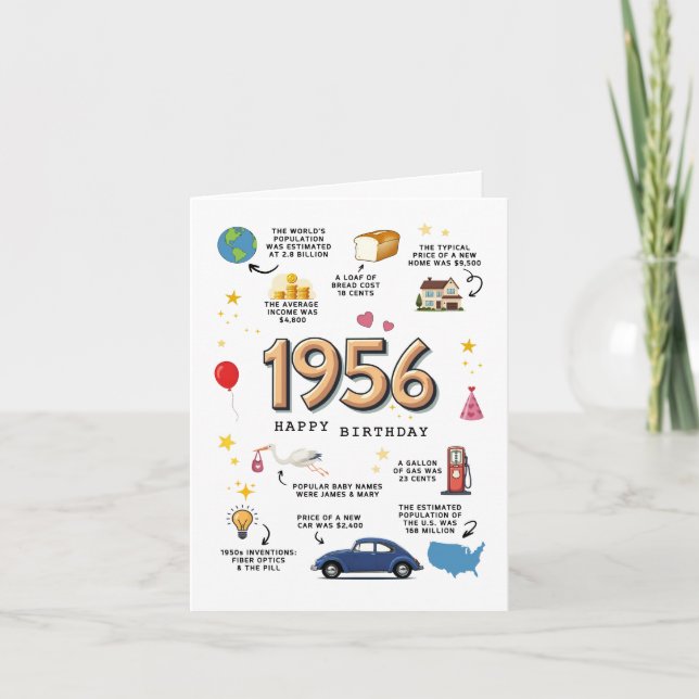 Carte d'anniversaire 1956 pour papa ou maman (Devant)
