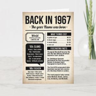 Carte d'anniversaire 1967 Back in the Day, Faits a