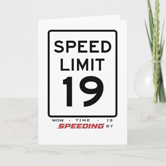 Carte d'anniversaire 19e limite de vitesse (Devant)