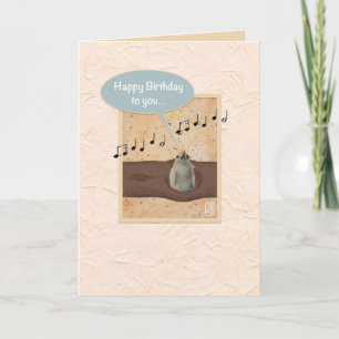 Carte d'anniversaire 1 Bird in Log Blue encadré
