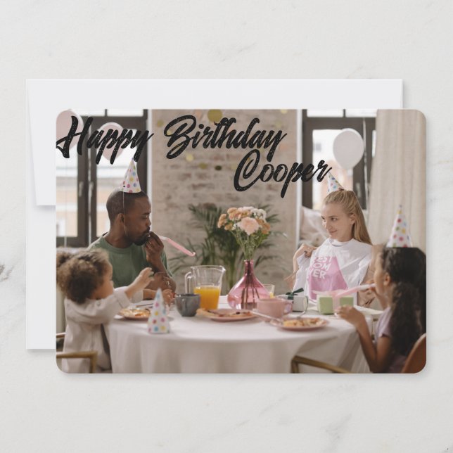Carte d'anniversaire 1 image personnalisable (Devant)