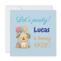 Carte d'anniversaire 1ère année, Joyeux chiot, gar