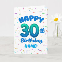 Carte d'anniversaire 30 ans avec nom personnalisé