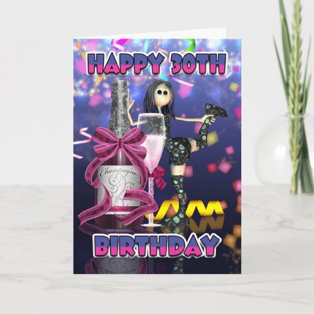 Carte d'anniversaire 30e - Poupée de cerf de champ (Devant)