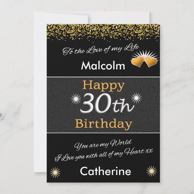 Carte d'anniversaire 30th Mans vintage (Devant)