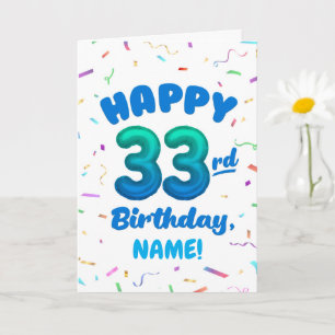 Carte d'anniversaire 33 ans avec nom personnalisé