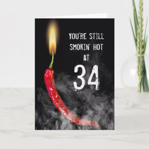 Carte d'anniversaire 34 ans Red Hot Pepper