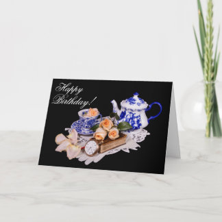Carte d'anniversaire 3838-Blue & White Teapot