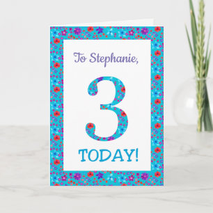 Carte d'anniversaire 3 Floral Jolis sur mesure ble