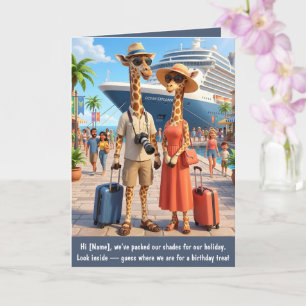 Carte d'anniversaire 3D personnalisable de girafe 
