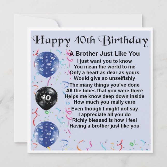 Carte d'anniversaire 40e - Frère (Devant)