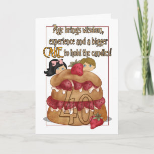 Carte d'anniversaire 40e - Humour - Gâteau