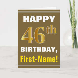 Carte d'anniversaire 46 ans Bold, Marron, Or Faux
