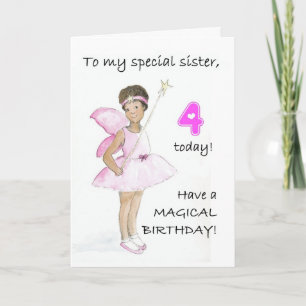 Carte d'anniversaire 4 ans pour une sœur