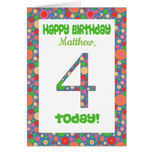 Carte d'anniversaire 4 avant personnalisée Lumineu