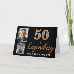 Carte d'anniversaire 50 ans 50 & 2 Photos légendai