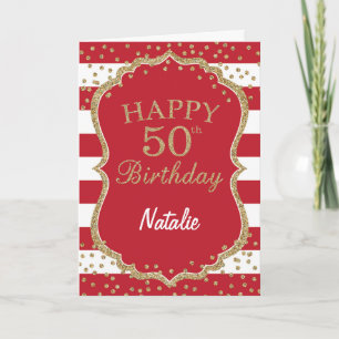 Carte d'anniversaire 50 ans avec confettis paillet