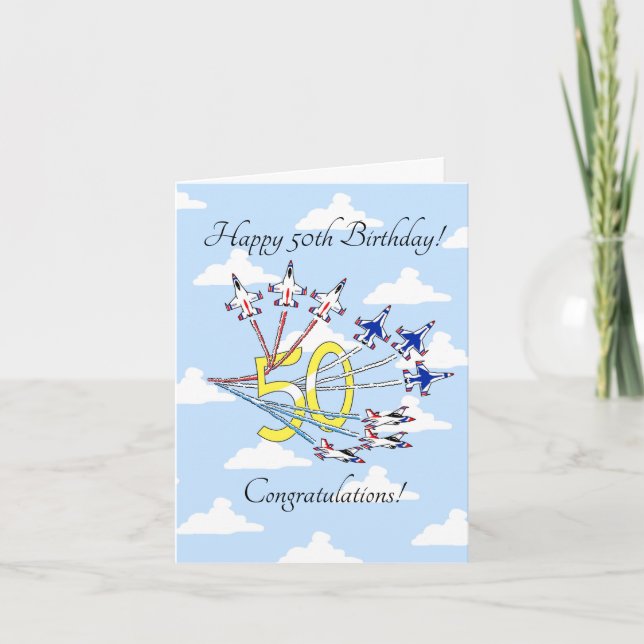 Carte d'anniversaire 50 ans Thunderbirds Ciel Bleu (Devant)