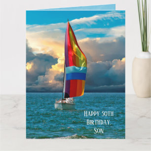 Carte d'anniversaire 50e bateau à voile