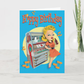 carte d'anniversaire 50ties rock classic jukebox
