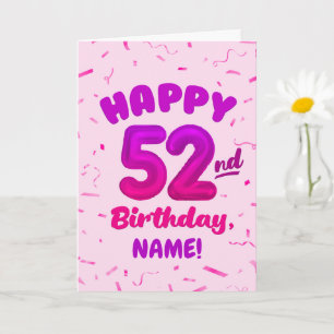 Carte d'anniversaire 52 ans avec nom personnalisé