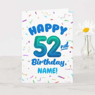 Carte d'anniversaire 52 ans avec nom personnalisé
