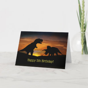 Carte d'anniversaire 5e avec Dinosaures