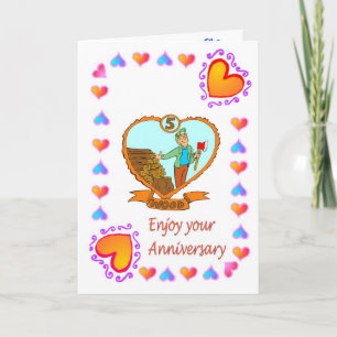 Carte d'anniversaire 5ème bois
