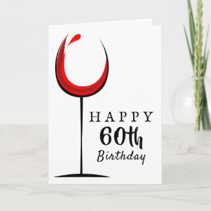 Carte d'anniversaire 60 ans Verre à vin rouge