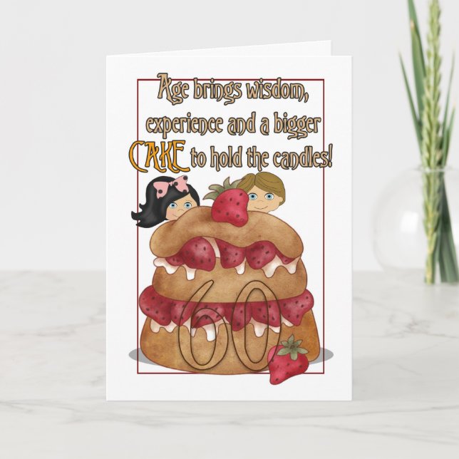 Carte d'anniversaire 60e - Humour - Gâteau (Devant)