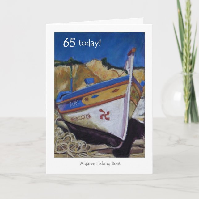 Carte d'anniversaire 65e - Algarve Bateau de pêche (Devant)