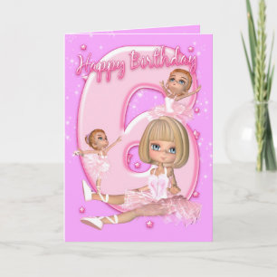 Carte d'anniversaire 6e avec Ballerina mignonne