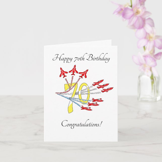 Carte d'anniversaire 70 ans Red Jet Planes (Orchidée)