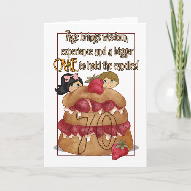 Carte d'anniversaire 70e - Humour - Gâteau (Devant)