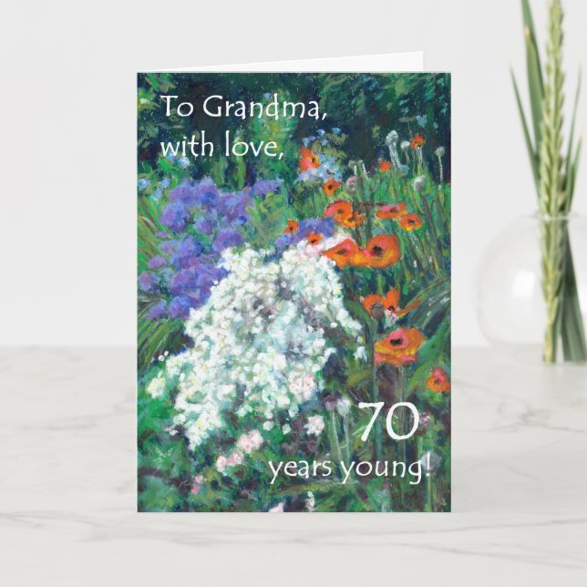 Carte d'anniversaire 70e pour grand-mère - Jardin  (Devant)