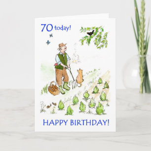 Carte d'anniversaire 70e pour un jardinier