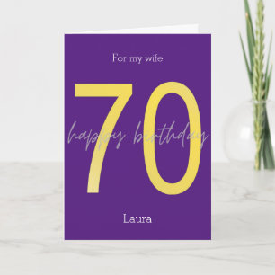 Carte d'anniversaire 70th Purple and Gold