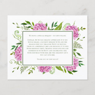 Carte d'anniversaire 80 ans avec des hortensias ro