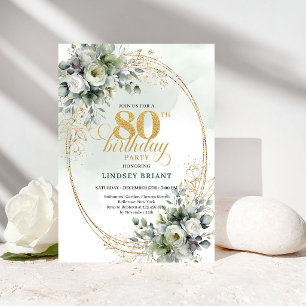 Carte d'anniversaire 80 ans botanique à l'aquarell