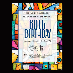 Carte d'anniversaire 80 ans cubiste moderne