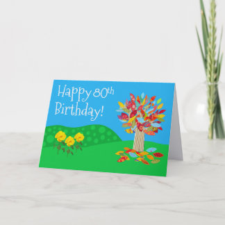 Carte d'anniversaire 80 ans nouvel arbre d'automne