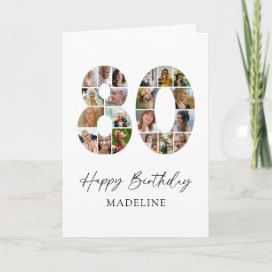 Carte d'anniversaire 80 ans personnalisée avec col