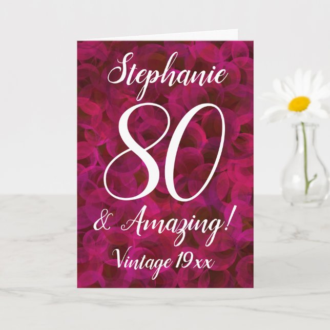 Carte d'anniversaire 80 et Extraordinaire Red Rose (Petite plante)
