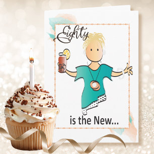 Carte d'anniversaire 80 pour elle - Fab et mignonn