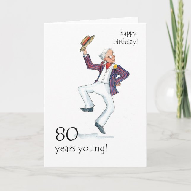 Carte d'anniversaire 80th - Man Dancing! (Devant)