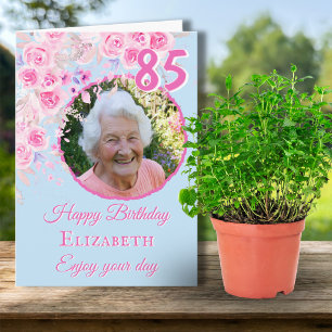 Carte d'anniversaire 85 ans avec une photo de fleu