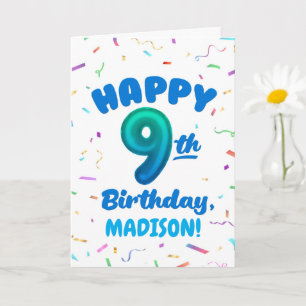 Carte d'anniversaire 9 ans avec nom personnalisé