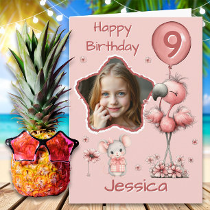 Carte d'anniversaire 9 ans Flamant Fantaisiste Une