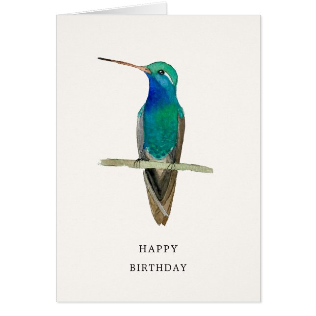 Carte d'anniversaire à bec large Hummingbird Happy (Devant)